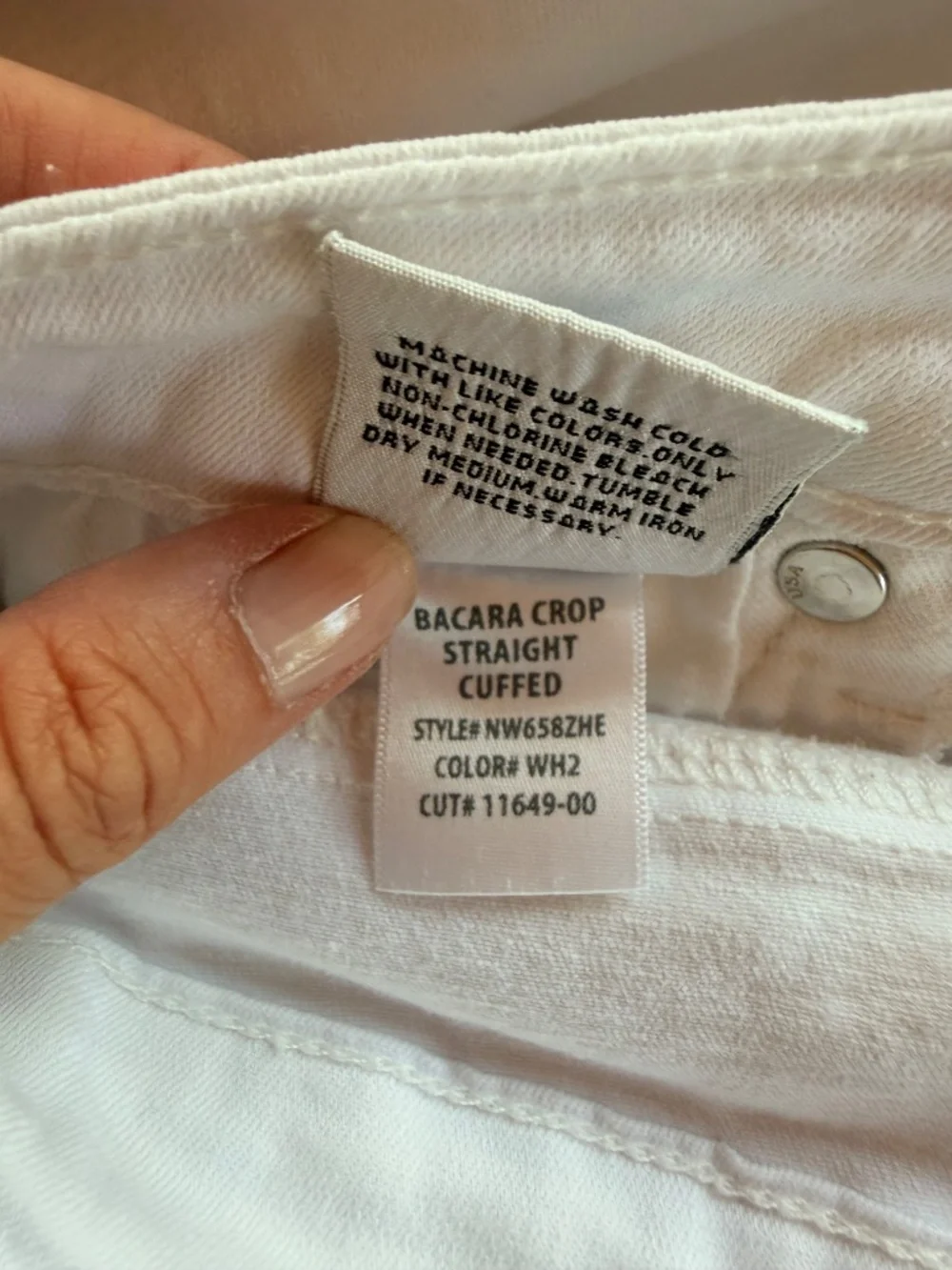 Hudson Bacara Crop Straight Cuffed White Jeans Mid Rise Sz 29